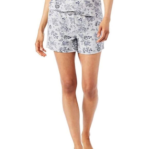 Lucky Brand L Gray Blue Floral Comfortable Tee Tank Short & Pant 4 pc PJ Set - Picture 5 of 17